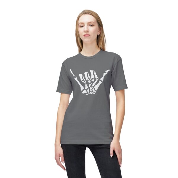 Hang Loose Shaka Skeleton Bones Unisex Midweight T-shirt, Made in US - Image 3